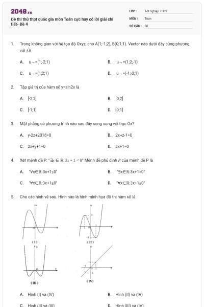 Đề thi thử thpt quốc gia môn Toán cực hay có lời giải chi tiết- Đề 4
