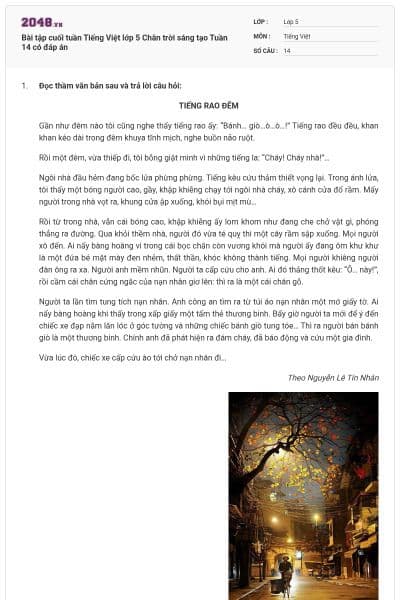 Bài tập cuối tuần Tiếng Việt lớp 5 Chân trời sáng tạo Tuần 14 có đáp án