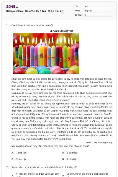 Bài tập cuối tuần Tiếng Việt lớp 5 Tuần 35 (có đáp án)