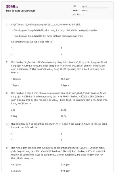 Muối có dạng CnH2n+3O2N