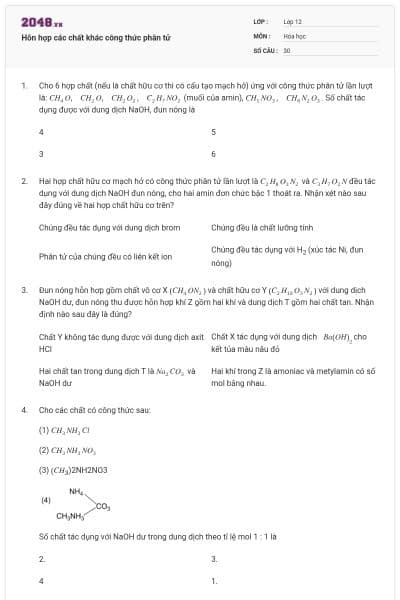 Hỗn hợp các chất khác công thức phân tử