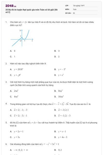 20 Bộ đề ôn luyện thpt quốc gia môn Toán có lời giải (Đề số 2)