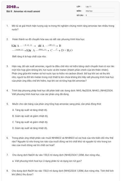 Bài 8 : Amoniac và muối amoni