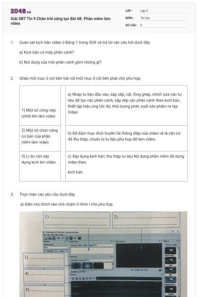 Giải SBT Tin 9 Chân trời sáng tạo Bài 6B. Phần mềm làm video