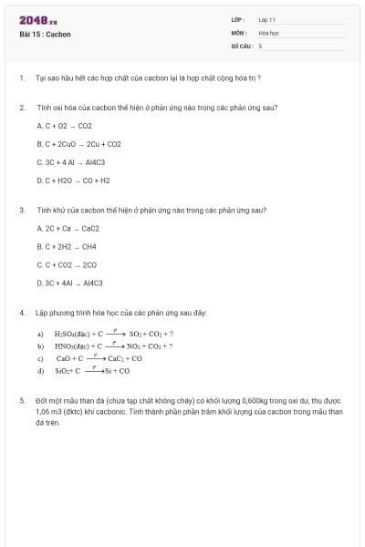 Bài 15 : Cacbon