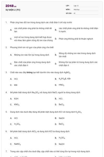 SỰ ĐIỆN LI (P2)
