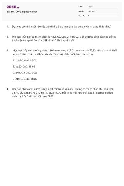 Bài 18 : Công nghiệp silicat