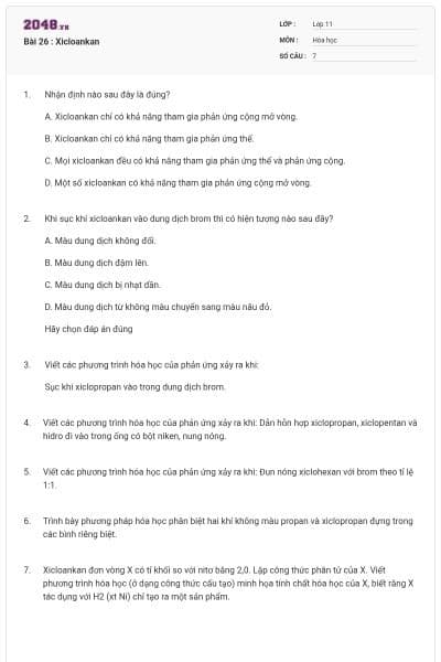 Bài 26 : Xicloankan