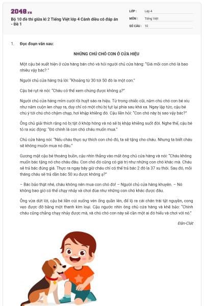 Bộ 10 đề thi giữa kì 2 Tiếng Việt lớp 4 Cánh diều có đáp án - Đề 1