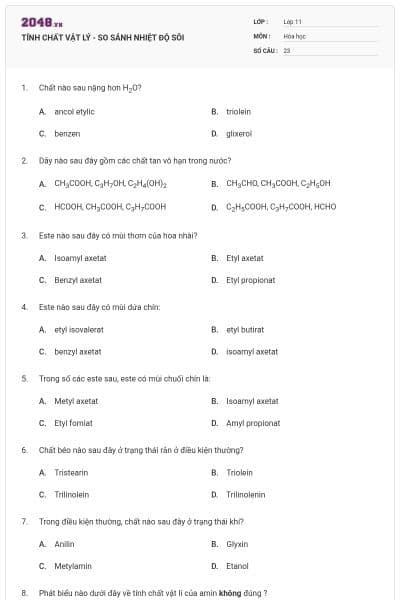 TÍNH CHẤT VẬT LÝ - SO SÁNH NHIỆT ĐỘ SÔI