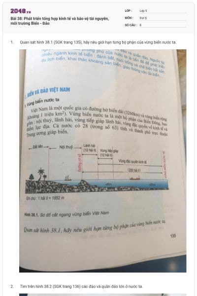 Bài 38: Phát triển tổng hợp kinh tế và bảo vệ tài nguyên, môi trường Biển - Đảo