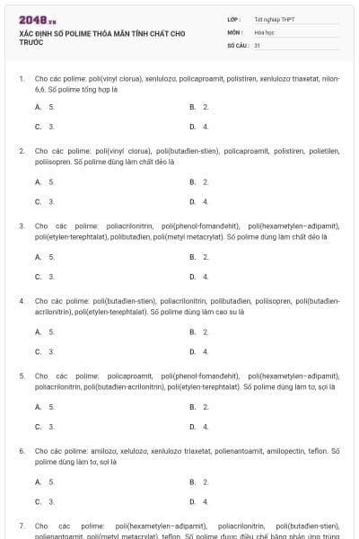 XÁC ĐỊNH SỐ POLIME THỎA MÃN TÍNH CHẤT CHO TRƯỚC