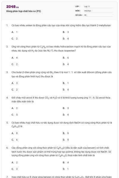 Đồng phân hợp chất hữu cơ (P2)