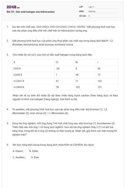 Bài 39 : Dẫn xuất halogen của hiđrocacbon