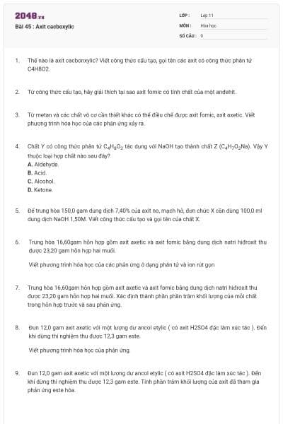 Bài 45 : Axit cacboxylic