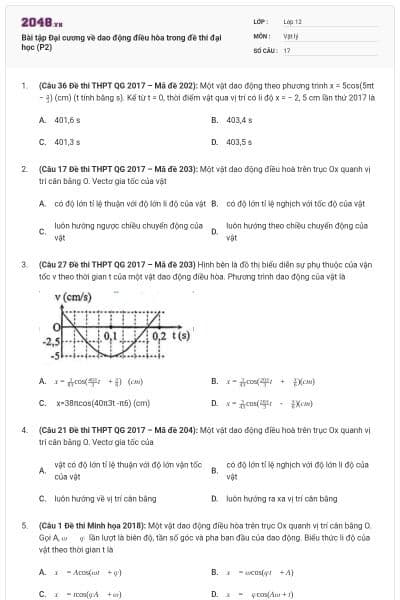 Bài tập Đại cương về dao động điều hòa trong đề thi đại học (P2)