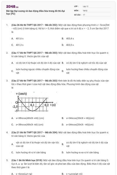 Bài tập Đại cương về dao động điều hòa trong đề thi đại học (P2)