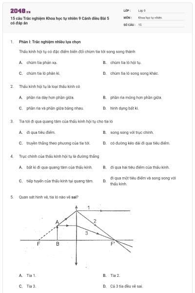 15 câu Trắc nghiệm Khoa học tự nhiên 9 Cánh diều Bài 5 có đáp án