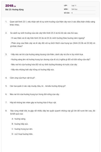 Bài 23: Hướng động