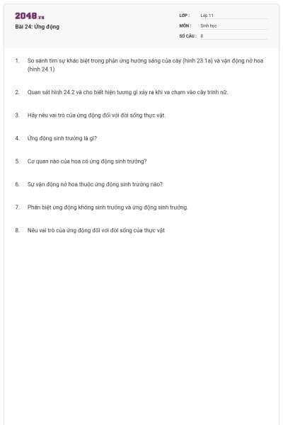 Bài 24: Ứng động