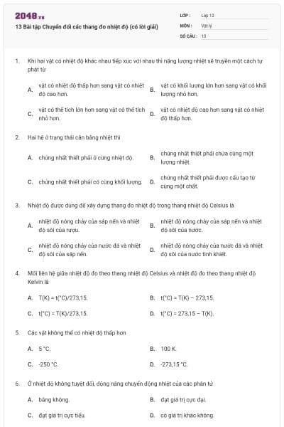 13 Bài tập Chuyển đổi các thang đo nhiệt độ (có lời giải)