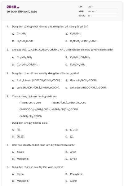 SO SÁNH TÍNH AXIT, BAZƠ