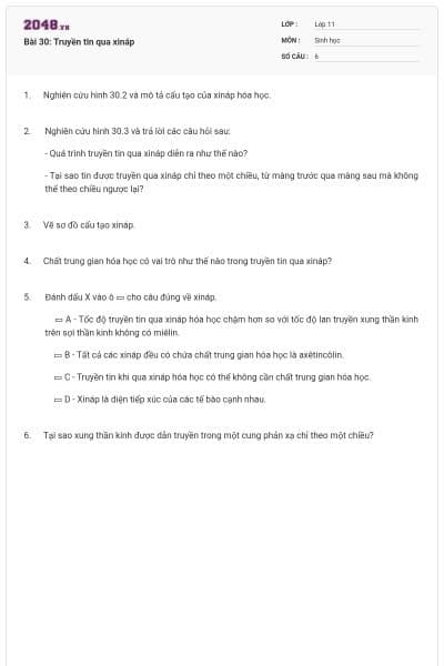 Bài 30: Truyền tin qua xináp