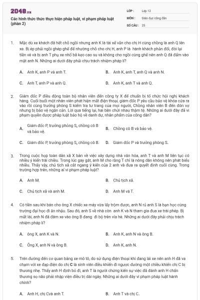 Các hình thức thức thực hiện pháp luật, vi phạm pháp luật (phần 2)