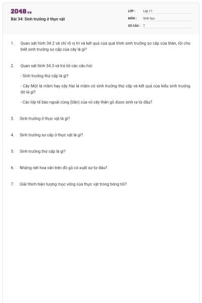 Bài 34: Sinh trưởng ở thực vật
