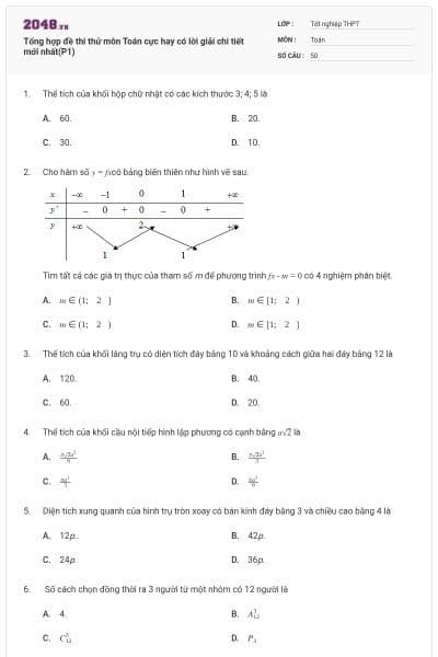 Tổng hợp đề thi thử môn Toán cực hay có lời giải chi tiết mới nhất(P1)