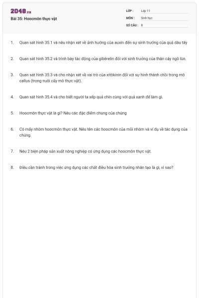 Bài 35: Hoocmôn thực vật
