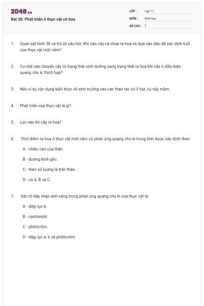 Bài 36: Phát triển ở thực vật có hoa