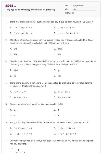 Tổng hợp đề thi thử thptqg môn Toán có lời giải (đề 2)
