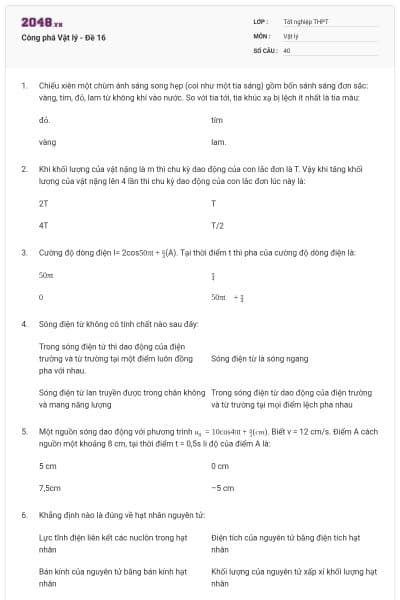 Công phá Vật lý - Đề 16