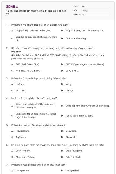 15 câu trắc nghiệm Tin học 9 Kết nối tri thức Bài 5 có đáp án