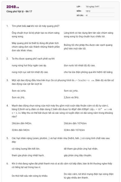 Công phá Vật lý - Đề 17