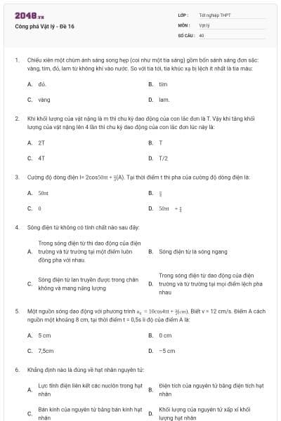 Công phá Vật lý - Đề 16