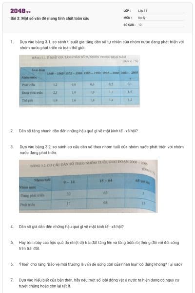 Bài 3: Một số vấn đề mang tính chất toàn cầu