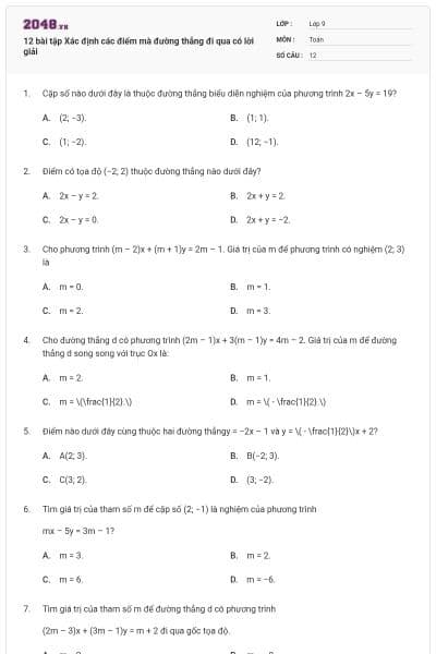 12 bài tập Xác định các điểm mà đường thẳng đi qua có lời giải