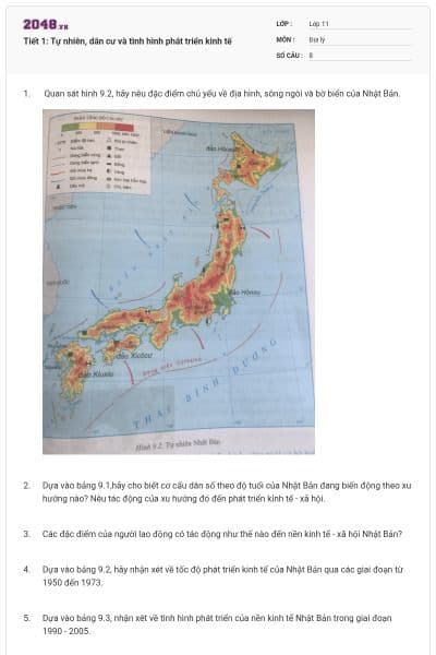 Tiết 1: Tự nhiên, dân cư và tình hình phát triển kinh tế