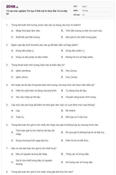 15 câu trắc nghiệm Tin học 9 Kết nối tri thức Bài 16 có đáp án