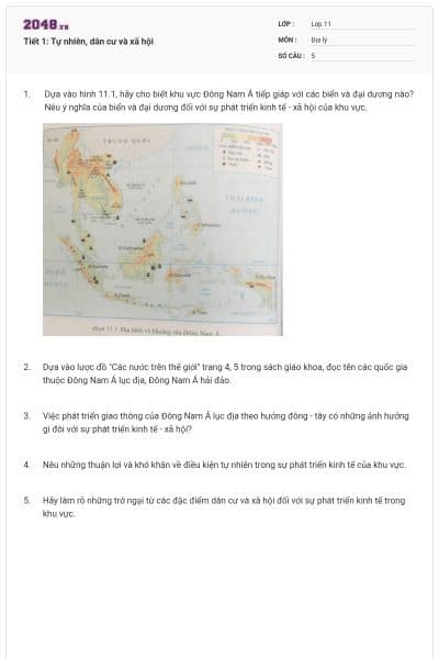 Tiết 1: Tự nhiên, dân cư và xã hội