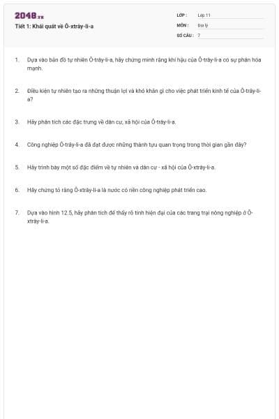 Tiết 1: Khái quát về Ô-xtrây-li-a