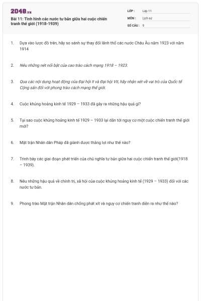 Bài 11: Tình hình các nước tư bản giữa hai cuộc chiến tranh thế giới (1918-1939)