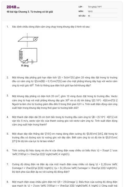 48 bài tập Chương 3. Từ trường có lời giải