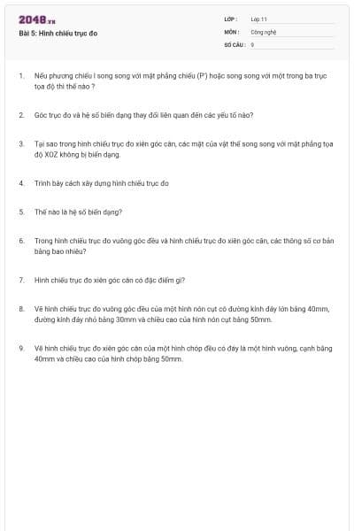 Bài 5: Hình chiếu trục đo