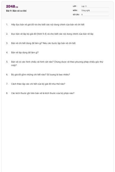 Bài 9: Bản vẽ cơ khí