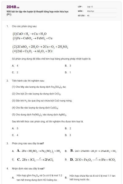 900 bài ôn tập rèn luyện lý thuyết tổng hợp môn hóa học (P1)