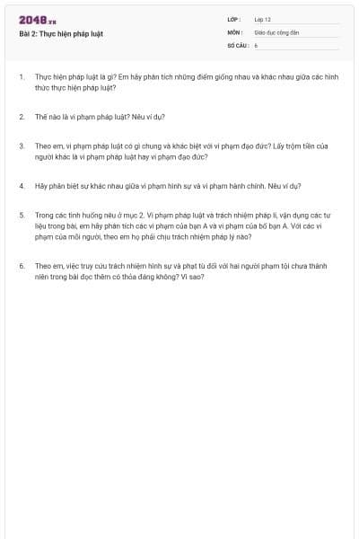 Bài 2: Thực hiện pháp luật