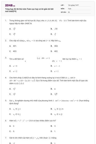 Tổng hợp đề thi thử môn Toán cực hay có lời giải chi tiết mới nhất(P4)